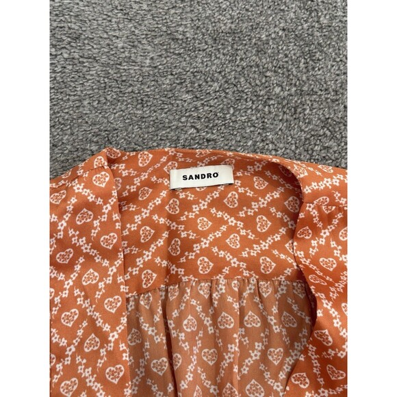 Sandro Cottagecore Heart Check Printed Wrap Dress Size 38 US 6 - Picture 6 of 10